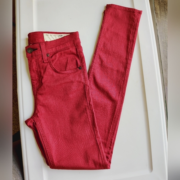 NWOT Rag & Bone High Rise Skinny Jeans Denim Red Stretch sz 25. - Picture 10 of 17
